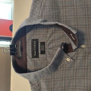 Paul Fredrick Classic Fit Non-Iron Cotton Dress Shirt Size 18.5 x 35